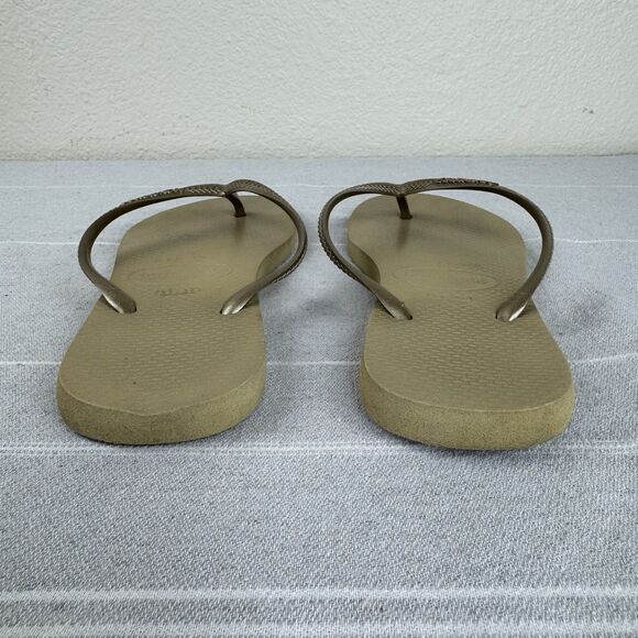Women’s Havaianas Slim Flip Flops Thong Sandals Sand Gray Light Golden 7/8 - Picture 4 of 9